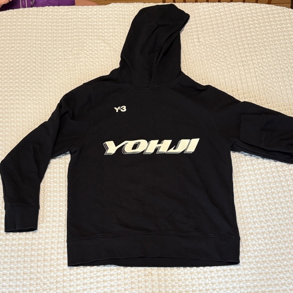 Yohji Yamamoto Black Hoodie with White Logo